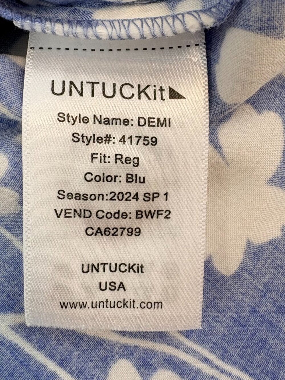 UNTUCKit Demi Blue Floral Button Down Shirt Dress M - Picture 6 of 11